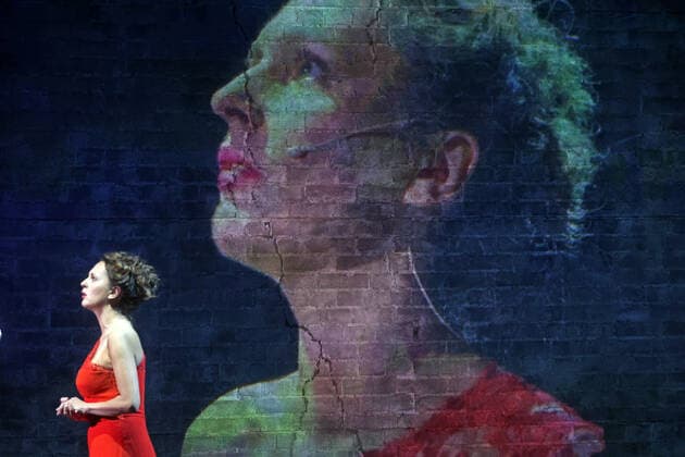MOSCOW, RUSSIA - NOVEMBER 10, 2020: Actress Maria Shumakova in a scene from a theater production of Fyodor Dostoyevsky s novel Demons staged by director Konstantin Bogomolov at the Palace on the Yauza theater and concert hall. Sergei Fadeichev TASS  TS0EDC7E
