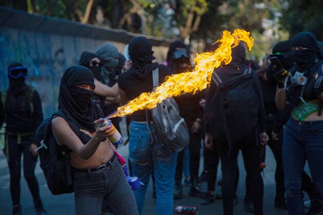 Mexico: Violence protest after murder of Alexis Women take part during a protest at House of Representation of the Government of Quintana Roo in Mexico City, after murder of Bianca Alejandrina Alexis in Cancun and demanding Justice for their femicide. **World Rights ** Mexico City Mexico Copyright: NadiaxMurillo