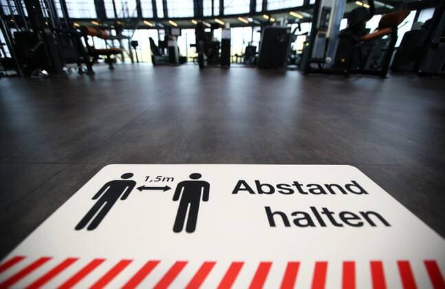 Diez Gyms in the Corona Time Note Keep distance on the floor of an empty gym Gyms in the Corona Time Copyright: xEibner-Pressefotox EP_RWS
