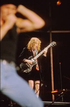 24 August 1991 Guitarist Angus Young of Australian band AC DC performing live in concert at the Monsters Of Rock festival at Galopprennbahn Riem in Munich, Germany, 24 August 1991 Photo Hans Martin Issler AC DC live