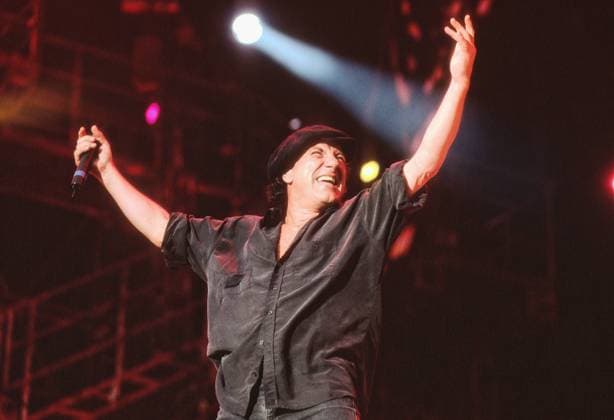 29 June 2001 Singer Brian Johnson of Australian band AC DC performing live in concert at the during the Stiff Upper Lip tour at Frankenstadion in Nuremberg, Germany, 29 June 2001 Photo Hans Martin Issler AC DC live