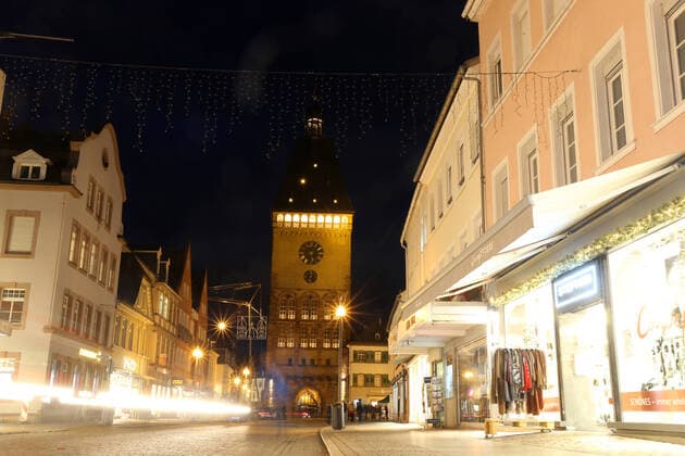 Maximilianstrasse and Altpörtel in Speyer, Rhineland-Palatinate Copyright: xx