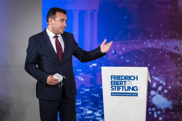 Zoran Zaev, Prime Minister of Northern Macedonia, recorded at the award ceremony of the Human Rights Award 2020 of the Friedrich Ebert Foundation in Berlin, 16 11 2020 Berlin Germany Copyright: xFlorianxGaertner photothek.netx