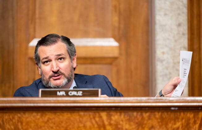 United States Senator Ted Cruz (Republican of Texas), questions Mark Zuckerberg, Chief Executive Officer of Facebook, and Jack Dorsey, Chief Executive Officer of Twitter, during the US Senate Judiciary Committee hearing on Breaking the News: Censorship, Suppression, and the 2020 Election on Tuesday, Nov. 17, 2020. Copyright: xCNPx MediaPunchx