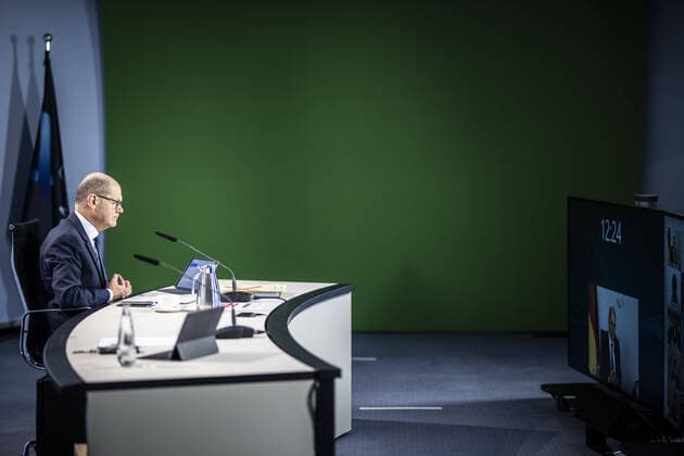 Olaf Scholz, Federal Minister of Finance, recorded during a video conference in Berlin, 20 11 2020 Berlin Germany Copyright: xFlorianxGaertnerx