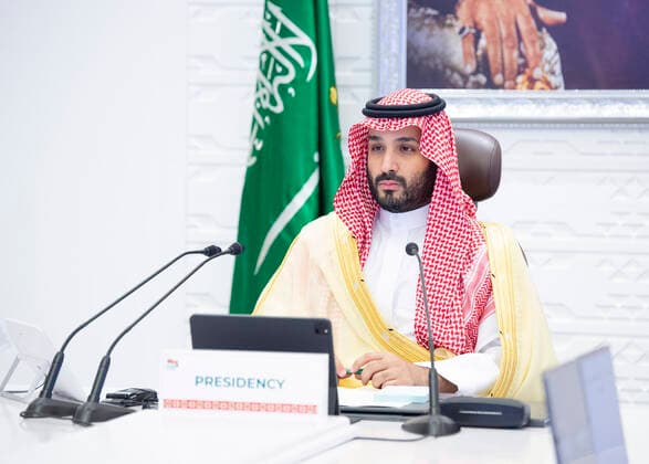 Bilder des Jahres 2020, News 11 November News Themen der Woche KW47 News Bilder des Tages (201122) -- RIYADH, Nov. 22, 2020 -- Saudi Crown Prince Mohammed bin Salman Al Saud chairs the final session of the second day of the G20 summit in Riyadh, Saudi Arabia, on Nov. 22, 2020. The Saudi Arabia s Group of 20 (G20) presidency proposed an initiative to enhance access to pandemic tools during the G20 Leaders Summit, the Saudi Press Agency reported on Sunday. ( Handout via Xinhua) SAUDI ARABIA-RIYADH-G20-INITIATIVE-PANDEMIC TOOLS-ACCESS G20xSaudixArabia 