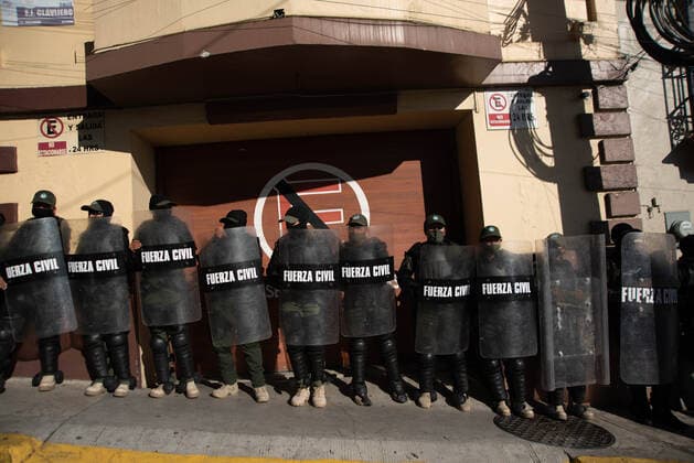 November 25, 2020: Feminist women s groups demonstrate in the city of Xalapa against violence against women. The march was held to commemorate the international day against violence against women. Consequently, a large police operation was deployed to intimidate and repress the protesters. - ZUMAqp1_ 20201125_zip_qp1_004 Copyright: xHectorxAdolfoxQuintanarxPerezx