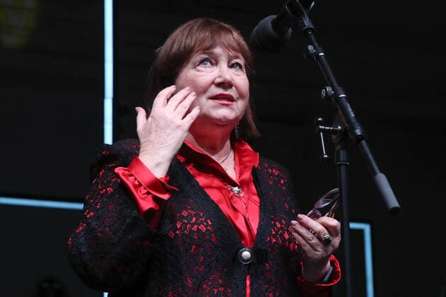MOSCOW, RUSSIA â€“ NOVEMBER 30, 2020: Irina Korchevnikova is presented with a Stanislavsky prize for devoted service to theatre at the 25th Stanislavsky Award ceremony at the Beethoven Hall of the Bolshoi Theatre. The Stanislavsky Award is an international prize established in 1994 and presented by the Stanislavsky Foundation to theatre actors, directors, critics and others for their contribution to Russian and world theatre. Vyacheslav Prokofyev TASS  TS0F00CD