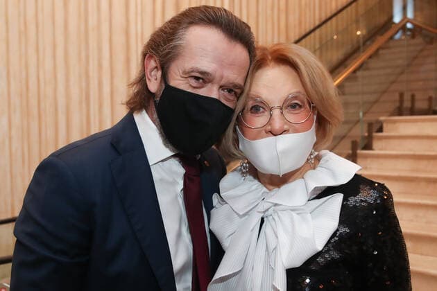 MOSCOW, RUSSIA â€“ NOVEMBER 30, 2020: Jury members, actor Vladimir Mashkov and actress Lyudmila Maksakova at the 25th Stanislavsky Award ceremony at the Bolshoi Theatre. The Stanislavsky Award is an international prize established in 1994 and presented by the Stanislavsky Foundation to theatre actors, directors, critics and others for their contribution to Russian and world theatre. Vyacheslav Prokofyev TASS  TS0F00D8