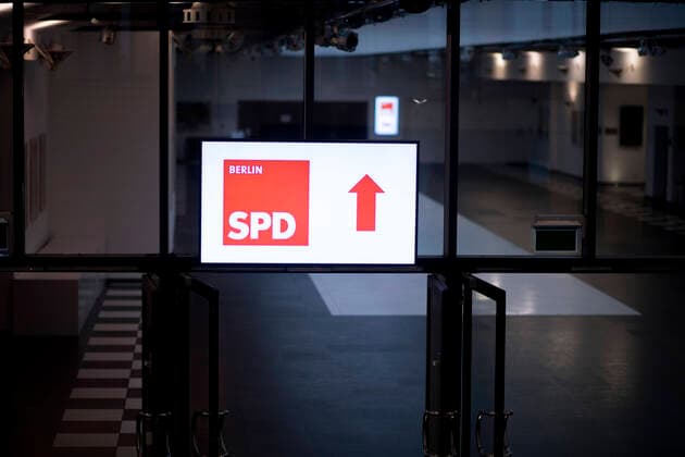 Party conference SPD Berlin DEU, Germany, Germany, Berlin, 28 11 2020 Logo SPD Berlin at the hybrid state party conference of the Berlin SPD in Berlin Due to the corona crisis, the pa