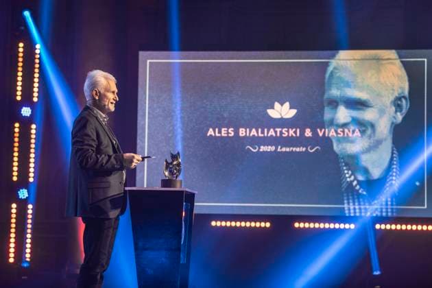 STOCKHOLM 20201203 Democracy activist Ales Bialiatski and the human rights organization Vjasna Belarus received the 2020 Right Livelihood Award on Thursday Dec 3, 2020 He was the only one of four prize winners to be present in Stockholm for the digital award ceremony Photo Anders Wiklund TT kod 10040 SWEDEN OUT Stockholm Sweden x10040x,  Copyright: xAndersxWiklund TTx RIGHT LIVELHOOD AWARD