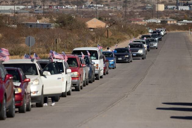 Today s view of the caravan against Trump s border wall and for comprehensive immigration reform, in El Paso, Texas EE.UU. 5 December 2020. With a caravan of just over 60 cars that began in the state of New Mexico, passed through the border wall and ended in El Paso (Texas), the Border Network for Human Rights (BNHR) launched the campaign 2021 Immigration Reform Now ! . The goal is to pressure the incoming administration of President-elect Joe Biden to pass immigration reform in the United States once and for all. Campaign for immigration reform launched in Texas with border caravan !ACHTUNG: NUR REDAKTIONELLE NUTZUNG!  Copyright: xJesúsxRosalesx AME3421 20201206-637428174689297401
