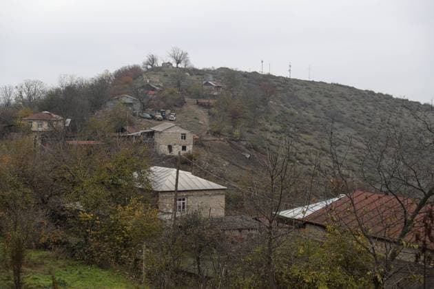 NAGORNO KARABAKH - DECEMBER 5, 2020: A view of the village of Taghavard, Martuni District. On 9 November, the leaders of Armenia, Russia and Azerbaijan signed a ceasefire agreement to end the military conflict in Nagorno-Karabakh and to deploy a Russian peacekeeping force in the region. After the ceasefire agreement was signed, part of the village of Taghavard came under Azerbaijani control. Alexander Ryumin TASS  TS0F09A2