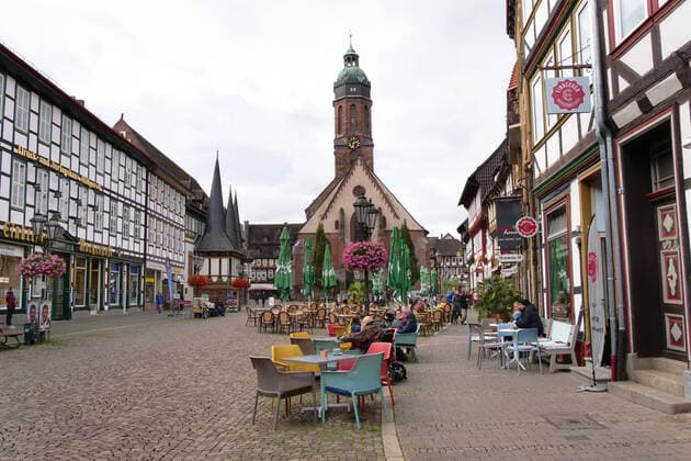 Einbeck town views in the district of Nordheim in Lower Saxony Old town hall with Jacobi church Einbeck