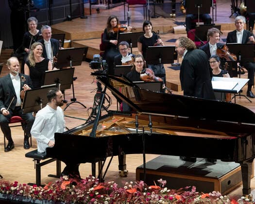Russian German pianist Igor Levit L and French conductor Stéphane Denève toghether with the Royal Stockholm Philharmonic Orchestra perform Beethoven s Piano Concerto No 5 Emperor Concerto during the Nobel Prize Concert 2020 at the Stockholm Concert Hall, in Stockholm, Sweden, on Dec 08, 2020 Stockholm SWEDEN x10080x,  Copyright: xFredrikxSandberg TTx SWEDEN NOBEL PRIZE CONCERT