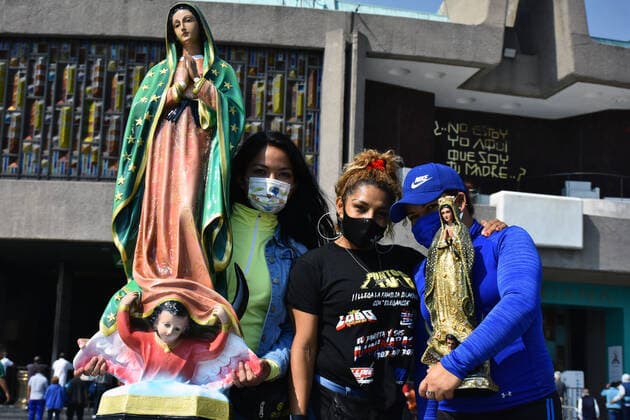 Mexico: Guadalupe Day Celebrations MEXICO CITY, MEXICO - DECEMBER 8: A Faithful holds a sculpture of Virgin of Guadalupe while visit the Basilica of Guadalupe church as part of pilgrimage to celebrates Guadalupe day, who celebrate on December 12 but as attempt to stop the spread of the new covid-19, the religious precinct will remain closed closed from December 10 to avoid crowds during the Guadalupe Day celebrations. On December 8, 2020 in Mexico City, Mexico **World Rights ** Mexico City Mexico Copyright: RicardoxCastelanxCruz