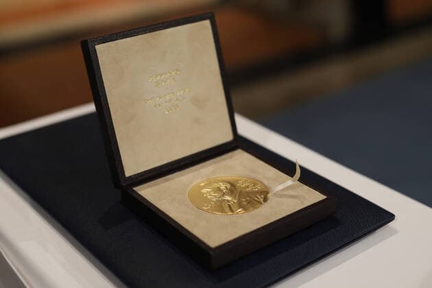 Astrophysicist Reinhard Genzel receives the physics Nobel Prize on 08 12 2020 in the State Chancellery in Munich Nobel Prize Medal Strictly editorial use Photo Bernhard Ludewig nobelprize org via Sven Simon Photo agency GmbH Co Pressefoto KG