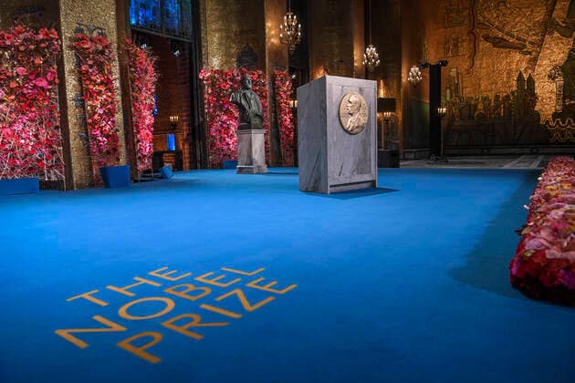 Preparations underway before the start of the the Nobel Prize ceremony in the Golden Hall in the City Hall of Stockholm, Sweden, on Dec 10, 2020 Due to the corona Covid 19 pandemic, a digital awards ceremony takes place at the Stockholm City Hall with no Lauerates present, and parts of the ceremony is pre produced STOCKHOLM SWEDEN x10080x,  Copyright: xFredrikxSandberg TTx SWEDEN NOBEL CEREMONY
