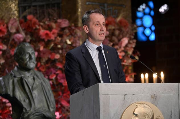 Professor Claes Gustafsson of Royal Swedish Academy of Sciences the winners of this years Nobel Prize in chemistry during the the Nobel Prize ceremony in the Golden Hall in the City Hall of Stockholm, Sweden, on Dec 10, 2020 Due to the corona Covid 19 pandemic, a digital awards ceremony takes place at the Stockholm  Copyright: xFredrikxSandberg TTx SWEDEN NOBEL CEREMONY