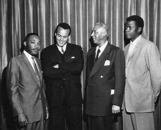 Martin Luther King, Jr., Harry Belafonte, Asa Philip Randolph, Sidney Poitier, Portrait, 1960  Copyright: xJTxVintagex xGlasshousexImagesx jtv006759