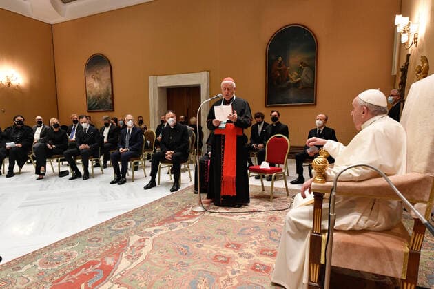 December 12,2020 : Pope Francis receives in audience the Organizers and artists of the Christmas Concert in the Vatican EDITORIAL USE ONLY. NOT FOR SALE FOR MARKETING OR ADVERTISING CAMPAIGNS.  Copyright: x VATICANxMEDIAx CPPx xIPAx x CatholicxPressxPhotox