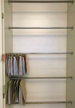 03 12 2020, Berlin, GER Only a few files are still hanging on a shelf due to digitization Files, file shelf, everyday life, analog, authority, Berlin, office, German, Germany, digital, digitization, E file, E