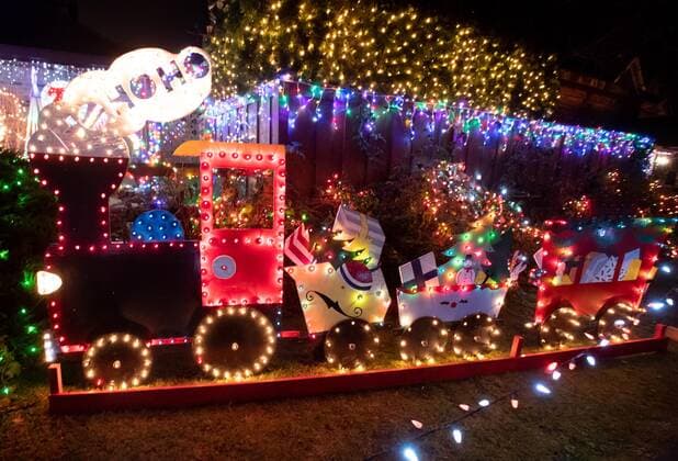 (201215) -- RICHMOND, Dec. 15, 2020 -- Photo shows a lights display at the Ho Ho Ho house of the Woodman family in Richmond, Canada, Dec. 14, 2020. The Woodman family in Richmond has decorated their house, also known as the Ho Ho Ho house, for more than 30 years during the Christmas festive season. (Photo by Xinhua) CANADA-RICHMOND-CHRISTMAS-LIGHTS DISPLAY AndrewxSoong 