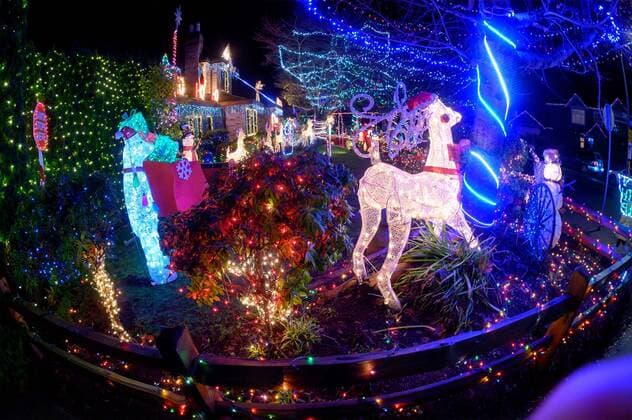 (201215) -- RICHMOND, Dec. 15, 2020 -- Photo shows a lights display at the Ho Ho Ho house of the Woodman family in Richmond, Canada, Dec. 14, 2020. The Woodman family in Richmond has decorated their house, also known as the Ho Ho Ho house, for more than 30 years during the Christmas festive season. (Photo by Xinhua) CANADA-RICHMOND-CHRISTMAS-LIGHTS DISPLAY AndrewxSoong 