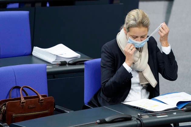 German Bundestag 201 session Current, 16 12 2020, Berlin, Dr Alice Weidel with mask in the plenum at the 201 session of the German Bundestag in Berlin Berlin Germany