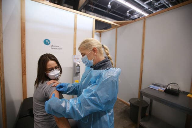 18 12 2020 Dortmund The city of Dortmund has set up its Corona Vaccination Centre in the Warsteiner Music Hall, on the site of the former Hoesch blast furnace plant on Phoenix West The medical procedures and logistics of the vaccinations are organised jointly by the Kassenärztliche Vereinigung Westfalen Lippe KVWL (Association of