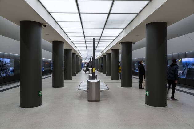 Nearly deserted U train station Brandenburger Tor in Berlin during the Corona pandemic on 16 12 2020