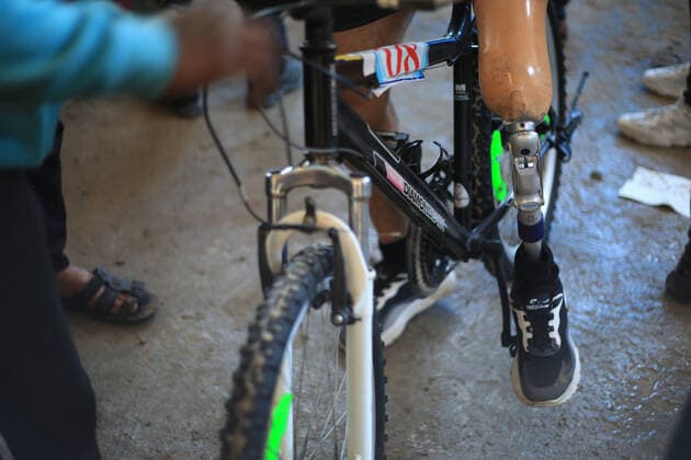 December 21, 2020, Central The Gaza Strip, The Gaza Strip, Palestine: Palestinian athlete with disabilities or amputee take part in a bicycle race in the central of the Gaza Strip. Central The Gaza Strip Palestine - ZUMAq100 20201221_zaa_q100_030 Copyright: xMahmoudxKhattabx