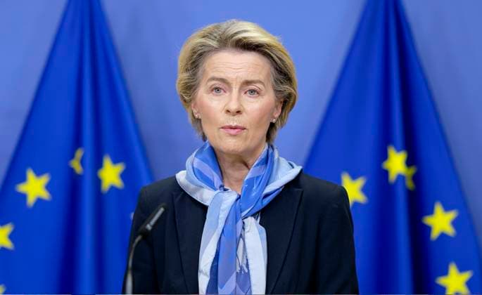 The President of the European Commission today gave a press conference confirming Europe s authorisation for the marketing and distribution of the coronavirus vaccine from the Pfizer BioNTech laboratories.  NicolasxLandemardx xLexPictorium LePictorium_0239732
