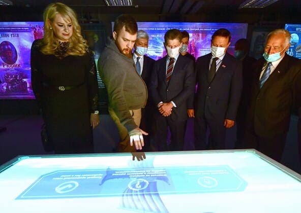 VLADIVOSTOK, RUSSIA - DECEMBER 26, 2020: Primorye Territory Governor Oleg Kozhemyako (3rd R) attends the opening of the Russia - My History multimedia historical park. Yuri Smityuk TASS  TS0F2FBD