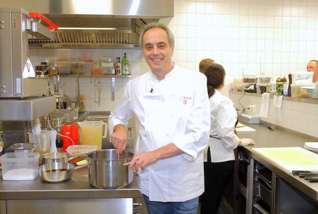 Christian Rach 05 03 2012 Christian Rach, chef, cook, restaurateur, TV chef, in the kitchen at the opening of his restaurant school, the Restaurant Roter Jaeger in Jaegerstrasse 28 31, Berlin 05 03 2012