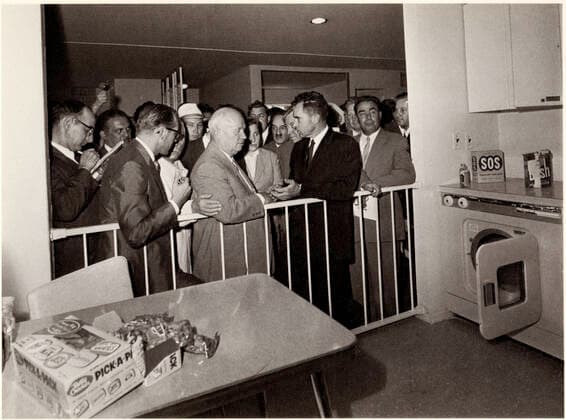 U.S. Vice President Richard Nixon, Soviet Premier Nikita Khruschev attending American Exhibition resulting in Kitchen Debate , Moscow, U.S.S.R, 1959  Copyright: xJTxVintagex xGlasshousexImagesx jtv005189
