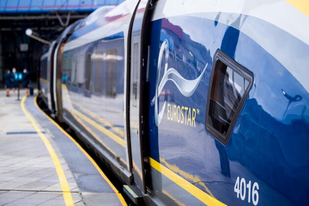 Illustration picture shows the departure of the first ride of railway company Eurostar from Brussels to London, after the Brexit withdrawel agreement, Friday 01 January 2021 at the Brussel-Zuid - Bruxelles-Midi - Brussels-South train station.  JASPERxJACOBS 2619309