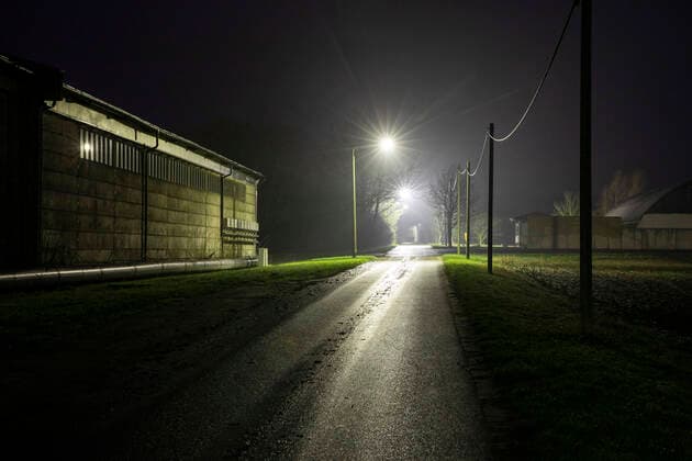 Germany, Uckermark, village at night, 01 01 2021