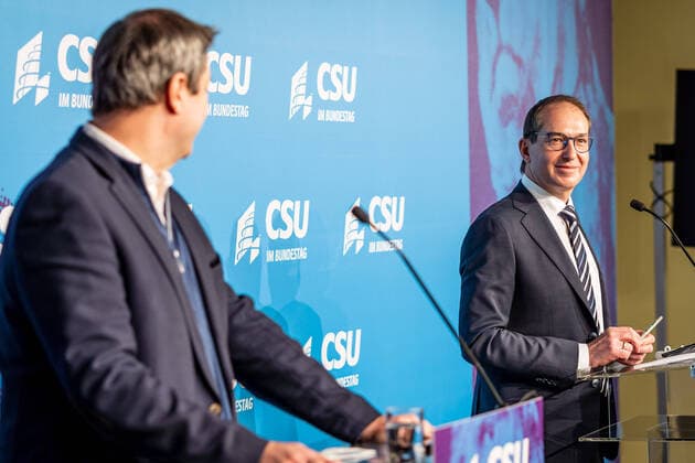 06 01 2021,Berlin,Germany,GER, CSU retreat in the Bundestag Press statement Markus Söder Bavarian Minister-President and Alexander Dobrindt MdB