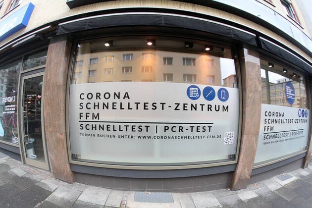 A retail store closed due to the lockdown in downtown Frankfurt was converted into a Corona PCR rapid test center, Hesse, Germany