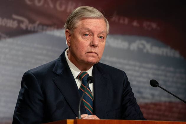 U.S. Sen. Lindsey Graham (R-SC) speaks to reporters during a news conference on Capitol Hill in Washington, DC on Wednesday, January 7, 2021.Trump needs to understand that his actions were the problem, not the solution.  WAP20210107552 KenxCedeno