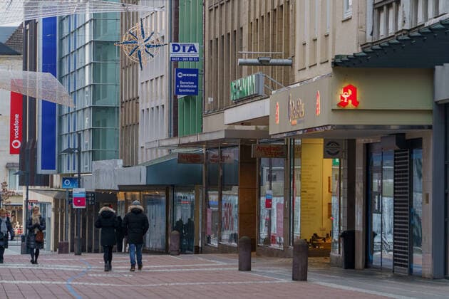 Kiel city centre during Corona Lockdown in January 2021 largely empty streets Kiel city centre during Corona Lockdown in January 2021 largely empty streets , Kiel Schleswig Holstein Germany city centre