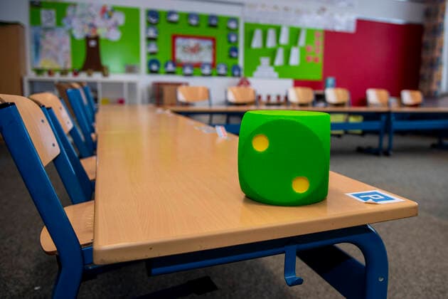 School in Corona time In an empty classroom of a primary school the chairs Copyright: xInderlied Kirchner-Mediax