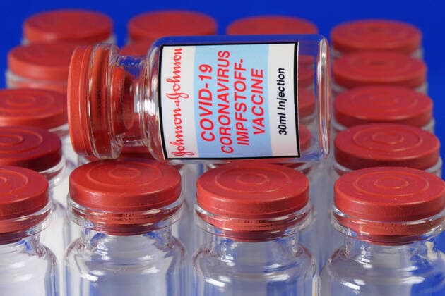 Symbolic image Coronaserum vaccine can lies on serum flask Corona vaccine