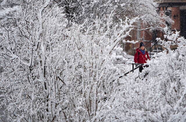 January 16, 2021, Ottawa, on, Canada: A person walks near Paterson Creek during a major snowstorm in Ottawa on Saturday, Jan. 16, 2021. A snowfall warning is in effect with Environment Canada predicting between 15 to 30 cm of snow by tonight. Ottawa Canada  - ZUMAc35_ 20210116_zaf_c35_022 Copyright: xJustinxTangx
