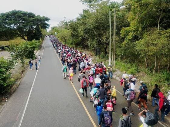 A new group of approximately three thousand Honduran migrants arrives in Guatemala today, after crossing the border point of El Florido, in Camotan, Guatemala, 16 January 2021. This new group of walkers joins the nearly five thousand migrants who this Saturday already travel the Guatemalan roads to Mexico, with the ultimate goal of reaching the United States. Hondurans from the migrant caravan begin to cross Guatemala to the United States !ACHTUNG: NUR REDAKTIONELLE NUTZUNG!  Copyright: xEstebanxBibax AME9747 20210116-637464313075302835
