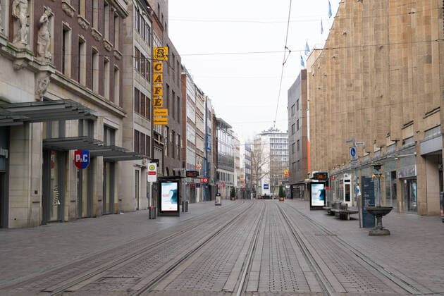 Bremen city centre largely empty streets during Corona lockdown in January 2021 Bremen city centre largely empty streets during Corona lockdown in January 2021 , Bremen Bremen Germany city centre