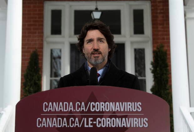 News Bilder des Tages January 19, 2021, Ottawa, on, Canada: Canadian Prime Minister Justin Trudeau delivers his opening remarks at a news conference outside Rideau cottage in Ottawa, Tuesday, January 19, 2021. Ottawa Canada  - ZUMAc35_ 20210119_zaf_c35_002 Copyright: xAdrianxWyldx