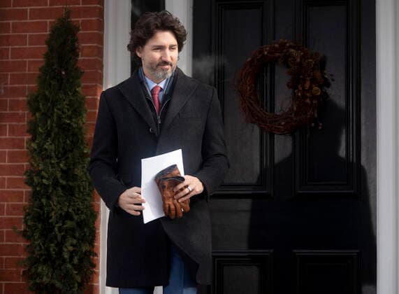 January 19, 2021, Ottawa, on, Canada: Canadian Prime Minister Justin Trudeau walks to the podium from Rideau cottage for a news conference, Tuesday, January 19, 2021 in Ottawa. Ottawa Canada  - ZUMAc35_ 20210119_zaf_c35_004 Copyright: xAdrianxWyldx
