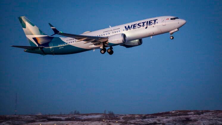 January 21, 2021, Calgary, ab, Canada: The first commercial flight of the Boeing 737 Max in Canada since the aircraft was cleared to fly again in Canadian airspace lifts off in Calgary, Alta., Thursday, Jan. 21, 2021. Calgary Canada  - ZUMAc35_ 20210121_zaf_c35_009 Copyright: xJeffxMcintoshx